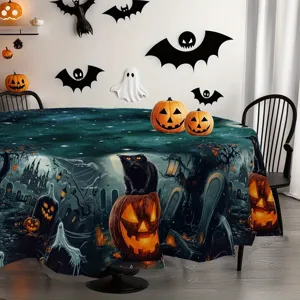Halloween nappe ronde polyester effrayant couverture de table à manger deco fete