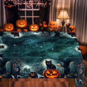 Nappe d'Halloween en tissu polyester housse de table à manger décorative de vacances effrayante