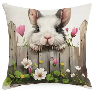 Joli housse de coussin imprimé animal chinchilla taie d'oreiller décorative carrée pour canapé