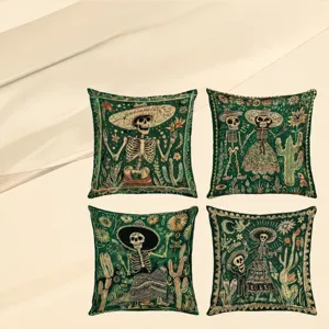 Διακοσμητική Θήκη Μαξιλαριού από Λινό με Retro Κρανίο Halloween για Καναπέ Σαλόνι Πάρτι Διακόσμηση Σπιτιού