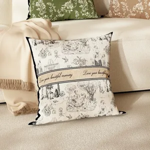 Luxury linen print decorative pillow for living room sofa bedroom hotel home decor cushion