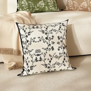 Linen floral print throw pillow cover for sofa bedroom home decor cushion design new style