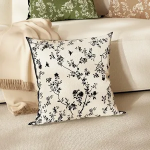 Luxury linen floral print cushion cover for living room sofa bedroom bed decor pillow case