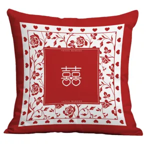 Chinese wedding double happiness throw pillow cover red decorative cushion case for home decor