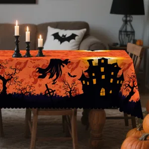 Tραπεζομάντηλο Halloween τρομακτικό μοτίβο κάστρου ορθογώνιο κάλυμμα τραπεζιού διακόσμηση