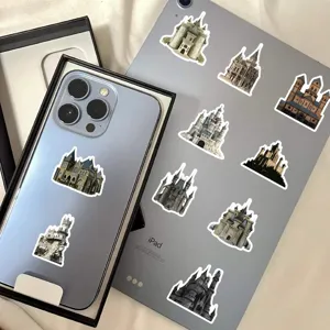 Mooie Europese retro kasteel waterdichte stickers set voor laptop en telefoon 60st