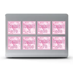 Cute pink affection meter emoji sticker detail view, perfect for laptop decoration.
