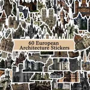 60st Europese architectuur stickers vintage kasteel waterdichte stickers voor laptop