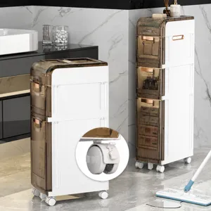 Narrow gap storage cabinet, bathroom mobile drawer organizer, slim rolling cart for tight spaces.