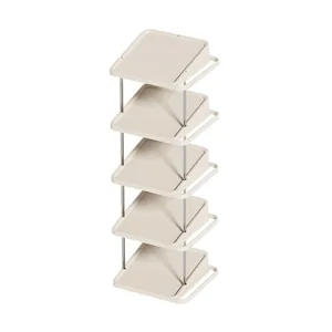 Multi-layer vertical shoe rack organizer, space-saving narrow shoe storage shelf for entryway.