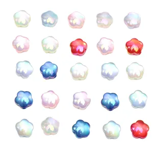 Acrylic UV plated cat eye flower beads loose beads for DIY handmade bracelet necklace