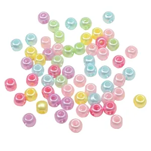 8x6mm acrylic pearlescent loose beads colorful four-hole DIY jewelry making supplies