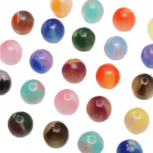 Colorful resin starry mermaid beads, straight-hole loose beads for DIY jewelry making crafts.