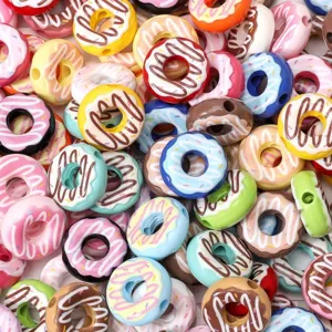 Acrylic Donut Loose Beads DIY Jewelry Making Accessories Cute Dessert Design Colorful Ring Beads For Phone Bracelet Crafting