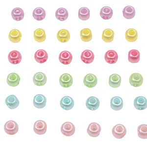 8x6mm pearl acrylic 4-hole beads pastel color DIY handmade bracelet phone charm accessories