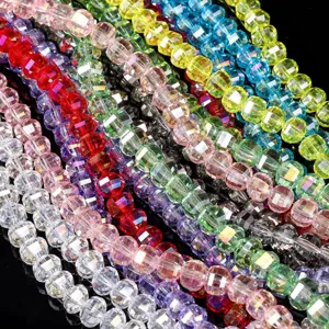Colorful faceted glass crystal rondelle beads for DIY bracelet necklace jewelry making supplies.