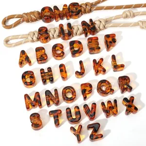 Acrylic amber leopard print large hole letter beads DIY phone chain bag charm accessories