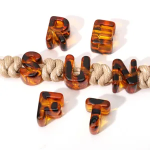 Acrylic Amber Leopard Print Large Hole Letter Beads DIY Pendant Jewelry Accessories Main