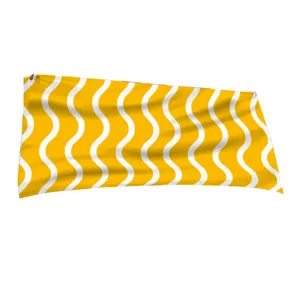 Yellow and white wavy stripe beach towel, fast drying polyester bath towel for seaside vacation.