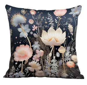 Digital printed floral throw cushion cover dark botanical decorative pillow case 45x45