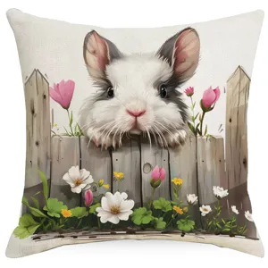 Housse de coussin décorative avec joli animal et fleurs, taie d'oreiller douce pour canapé.