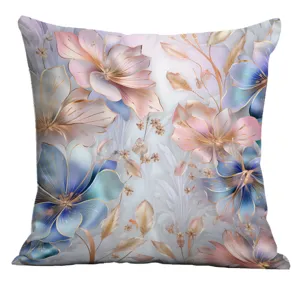 Digital printed floral throw pillow cover square decorative cushion case for sofa home decor