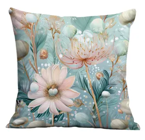 Decorative botanical print throw pillow cover with vibrant floral art for modern home decor.