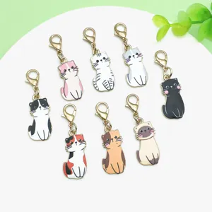 Leuke cartoon kat bedeltjes van metaal sleutelhangers set voor tassen en accessoires