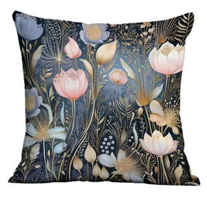 Digital print decorative throw pillow cover floral botanical cushion cover for home sofa bed.