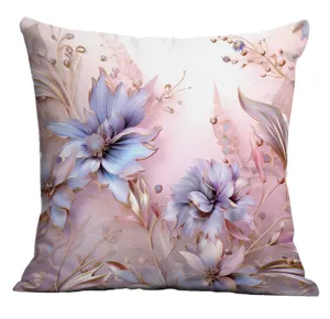 Exquisite digital printed cushion cover featuring elegant abstract floral art design.