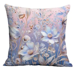 Digital printed floral throw pillow cover soft decorative square cushion for home sofa bed