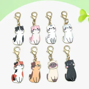 Leuke Cartoon Kat Vos Metaal Emaille Sleutelhanger Tas Charm Zinklegering Karabijnsluiting Hanger