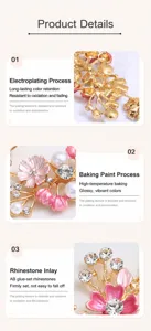 Bridal hair comb detail close-up showing exquisite rhinestone flower inlay and alloy plating craftsmanship.