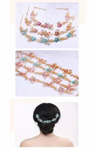 Elegant alloy rhinestone floral hair hoop and bridal hair accessories for elegant hairstyles.