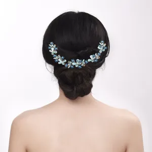 Bridal Wedding Hair Vine Alloy Rhinestone Artificial Pearl Floral Headband Women Hair Accessories