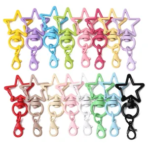Colorful Five Pointed Star Lobster Clasp Keychain Metal Bag Charm DIY Jewelry Accessories Pendant