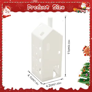 Witte keramische miniatuur huis kandelaar kerst tafeldecoratie met holle raamontwerpen