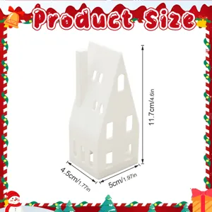 Weisses Keramik Weihnachtshaus Teelicht Halter Deko fuer Tischfestliche Weihnachten 11.7cm