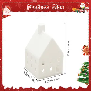 White ceramic house candle holder Christmas desktop decoration with size specs 7.2cm.