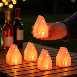 Kerst Keramiek Huis LED Warm Licht Kandelaar Wit Tafelornamenten Feestelijk Huisdecoratie