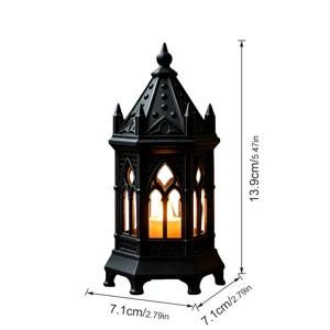 Gothic style black LED candle lantern vintage night light for home holiday party decor