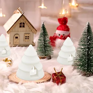 Candelabro árbol de Navidad blanco luz LED decoración de mesa para fiesta navideña.