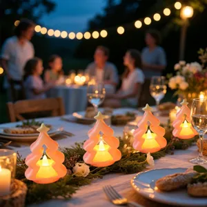 Rosa Weihnachtsbaum LED Kerzenlicht Tischdekoration für Feiertagswünsche und Abendessen