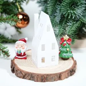Weihnachten leuchtende Haus Kerzenhalter Desktop Dekoration Set mit Weihnachtsmann und Baum.