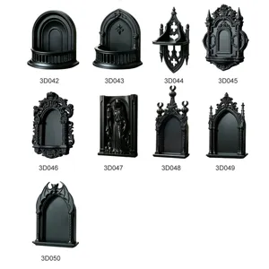 Gothic Stil Schwarzes Wandregal 3D Harz Architektonischer Bogen Wandbehang Dekor Dunkle Ästhetik Heim Party Ornamente
