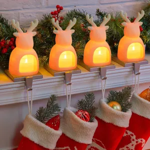 Natale renna portacandela gancio camino set decorazione da tavolo luminosa festiva