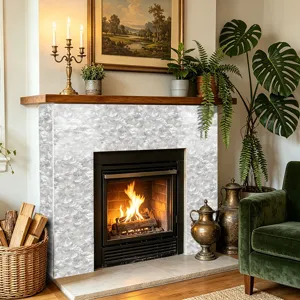Adhesivo de azulejos de cristal impermeable para pared con diseño de escamas de pez.