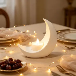 Candelabro de luna creciente luminoso adorno de escritorio para decoracion festiva hogar