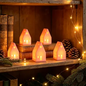 Kerst LED verlichte huis ornamenten gezellige feest desktop kaarslicht decoratie
