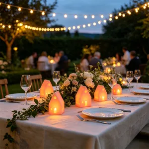 Chique oplichtend huis LED tafelornament voor gezellige feestdagen decoratie en feestelijke tafel.